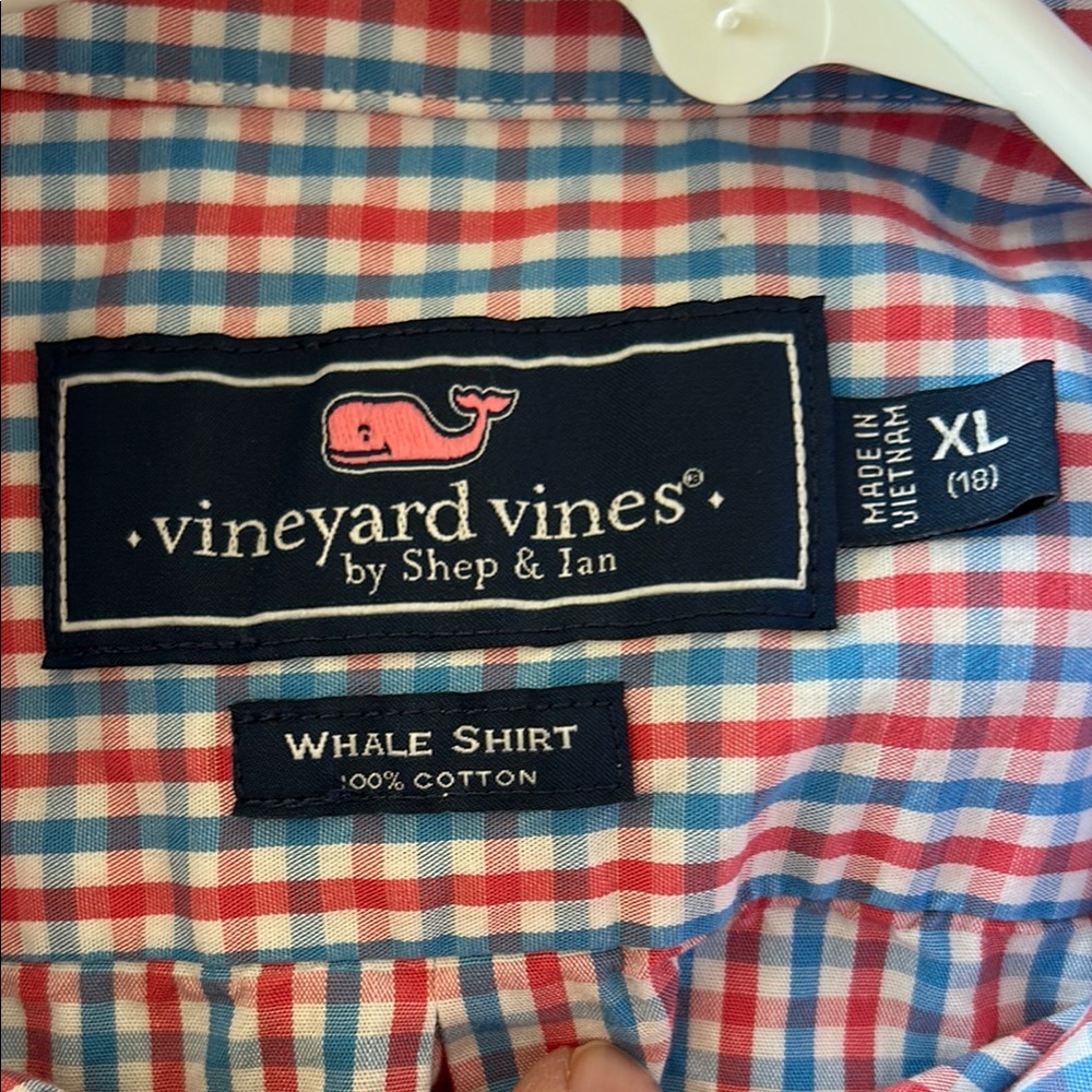 Vineyard Vines Kids XL (18) Red and Blue Plaid Button-Down Shirt - Picture 2 of 10